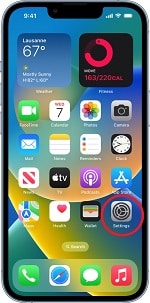 Tapping iPhone Settings