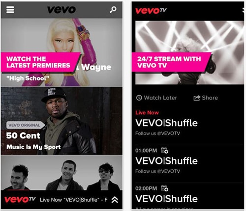Vevo iPhone app