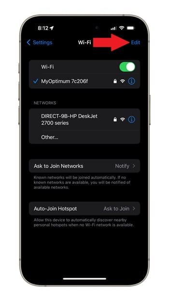 Editing iPhone WiFi Settings