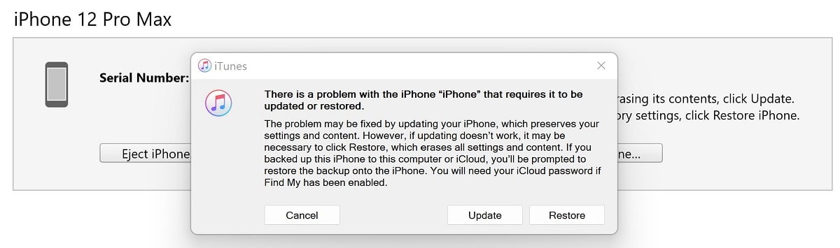 iPhone says connect to iTunes