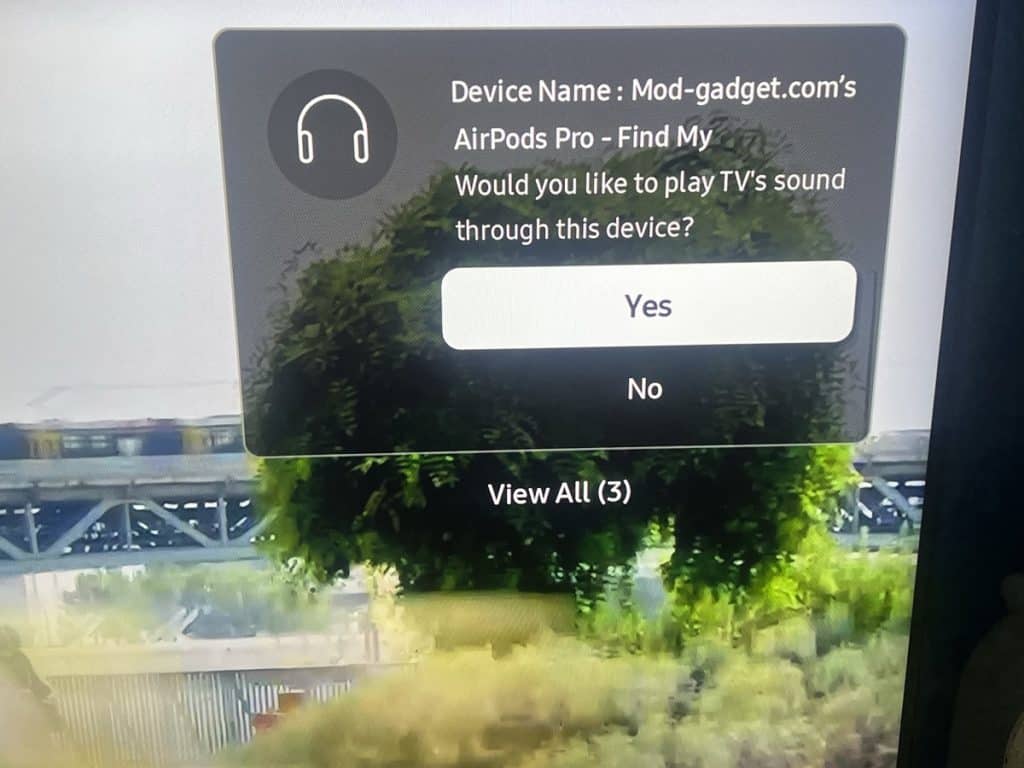 Samsung TV AirPods Notification 